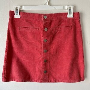 Corduroy Button-Front Skirt